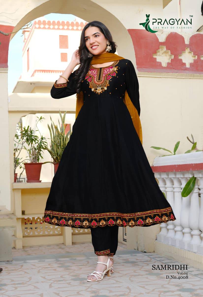 SAMRIDDHI VOL 4 by Pragyan 4001 To 4008 Series Beautiful Fancy Stylish Colourful casual wear Premium Vichitra Dresses At Wholesale Price